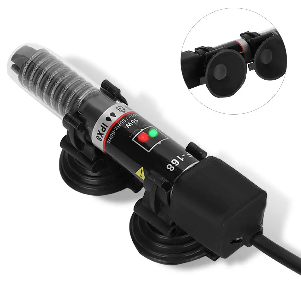 Aquarium Heater 25W/50W Constant Temperature Warmer with Thermometer and Suction Cup-Fish Tank Heating Rod