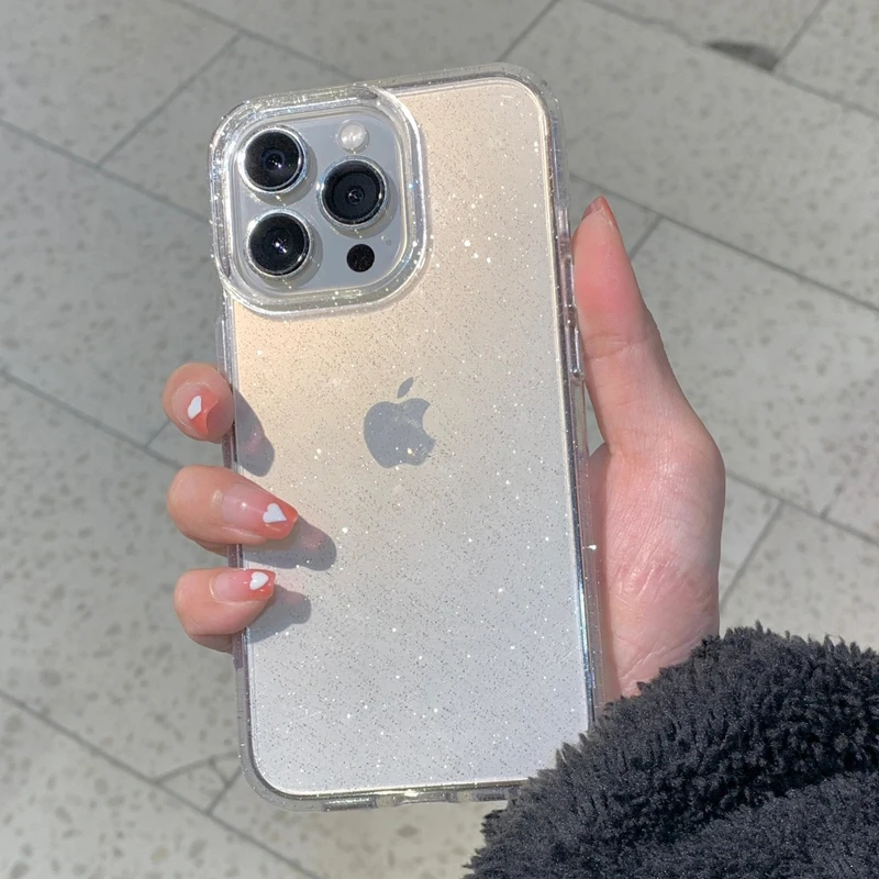 thumbnail image 1 of Funda de lujo brillante y transparente para iPhone 16 Pro Max 15 14 13 12 11 XR XS X 7 8 Plus SE, funda suave a prueba de golpes a la moda, 1 of 4