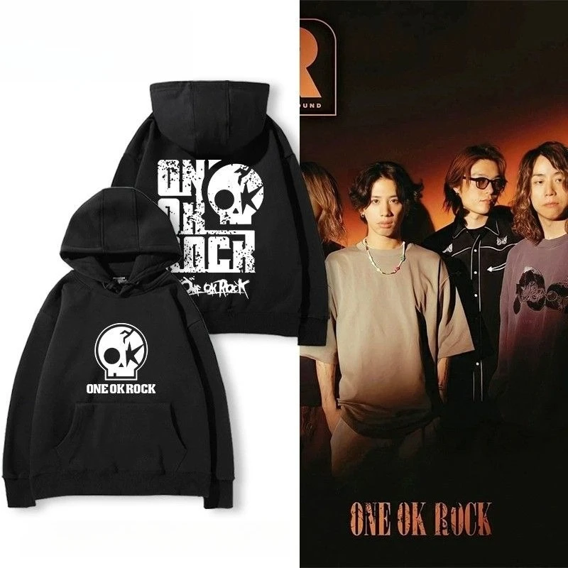 One Ok Rock Band 후드 티셔츠 남성용 가을, 겨울 일본 록 스타일 루즈하고 편안한 남성 및 여성복
