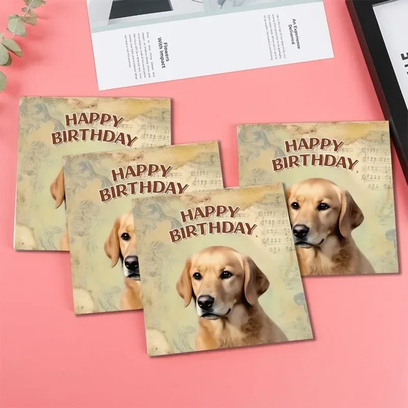 20pcs/Pac 33*33cm 2-Ply Vintage pet dog and cat birthday party decoration supplies wine glass flower paper disposable placemats