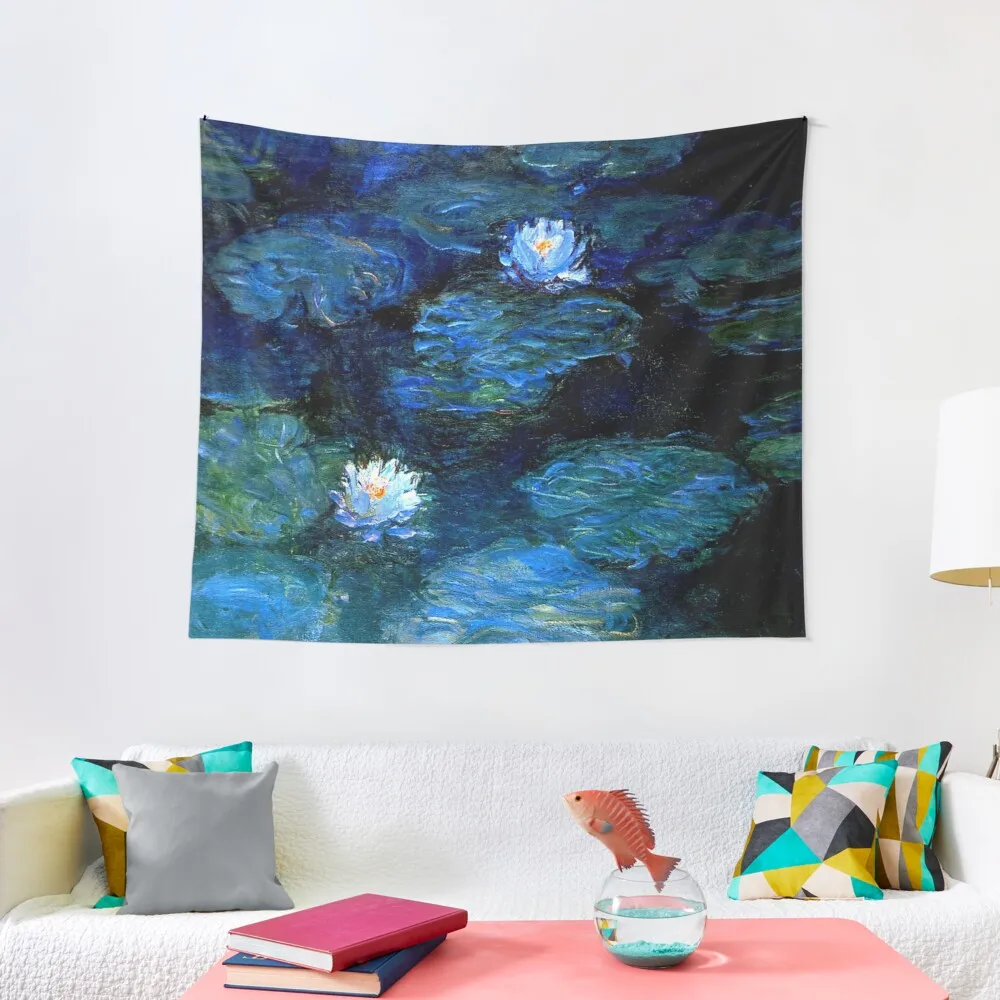 

Water Lilies Monet deep blue Tapestry Wall Decor Aesthetic