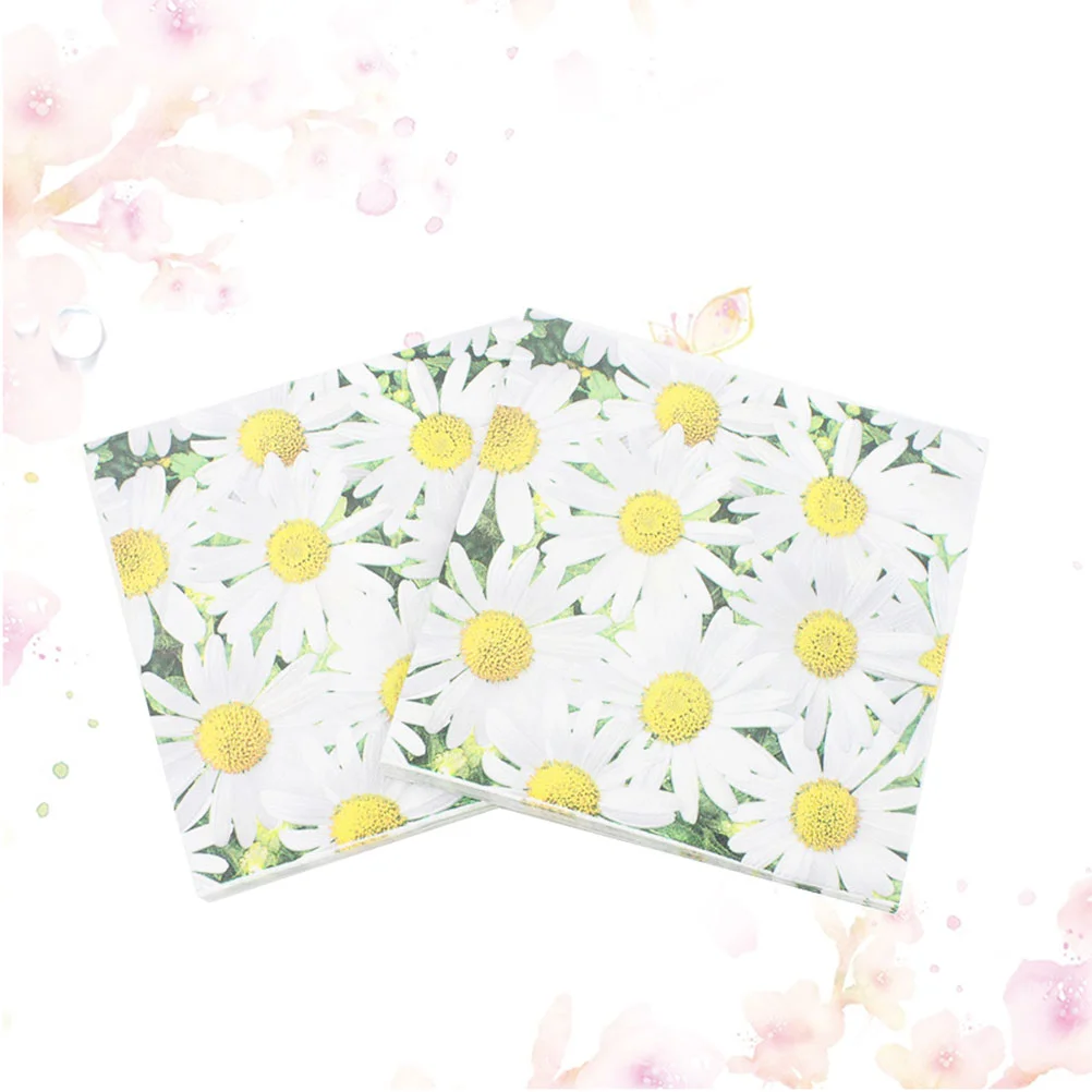 20 Pcs Decoupage Paper Napkins Crafts Dollar Tissue Handkerchief Money for Daisy Printed Dinner Party Second Floor Floral