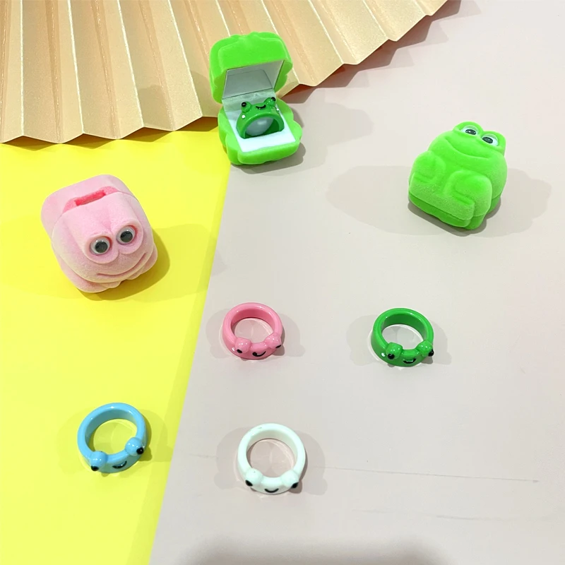 

Velvet Cute Frog Rings Box Jewelry Display Case Holder Boxes Wedding Jewelry Organizer Engagement Ring Case For Party Gift Box