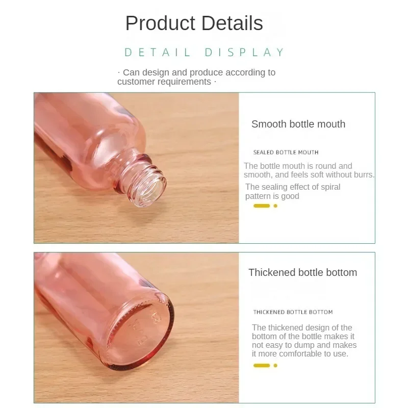 Dropper Bottles Refillable 5-100ML Rose Lid Cosmetic Container Pink Glass Aromatherapy Liquid for Essential Massage Oil Pipette dropper bottle
