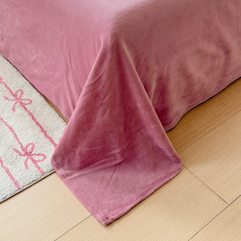 Velvet Flat Sheet for Winter Warm Fleece Sheets Bedding Top Sheet King/California King Bedsheet Fleece Blanket 5