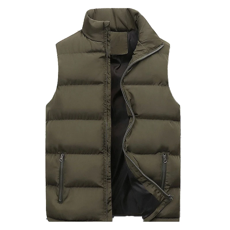 

Autumn Winter Europe America Thickening Warm Stand-up Collar Oversize Puffer Vest Men Men's Jacket Sleeveless Zipper Down Vest