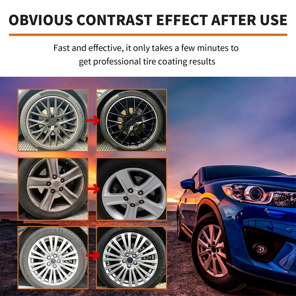 Tire Refurbishing Agent Dustproof Tyre Gloss Spray Car Wheel Rust Dust Remover Auto Cleaning Tool 1/2/3PCS 100ml