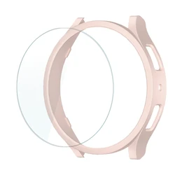 Premium Hard PC Protective Case with Tempered Glass Screen Protector for Galaxy Watch7 44mm (Pink)