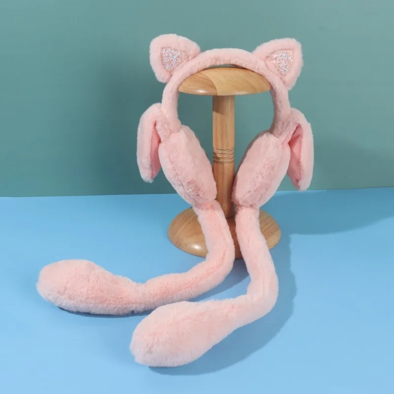 Warm earmuffs Funny plush cat ear shaped kids winter earmuff
