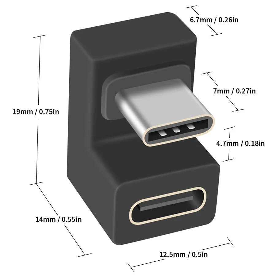 Type-C USB 3.1 10Gbps PD 60W Charging Adapter 1-3PCS 180 Degree Type-C Male to Female U Shape Connector for Laptop Phone Tablet