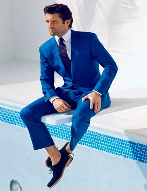 royal blue suit black shoes