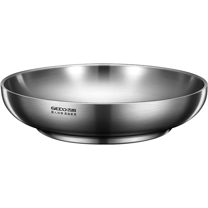 304 stainless steel plate household double insulation jiaozi plate dish fruit pasta salad plate