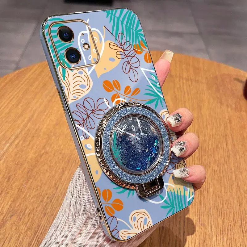 Elegant Leaf Design Plating Phone Case Cover