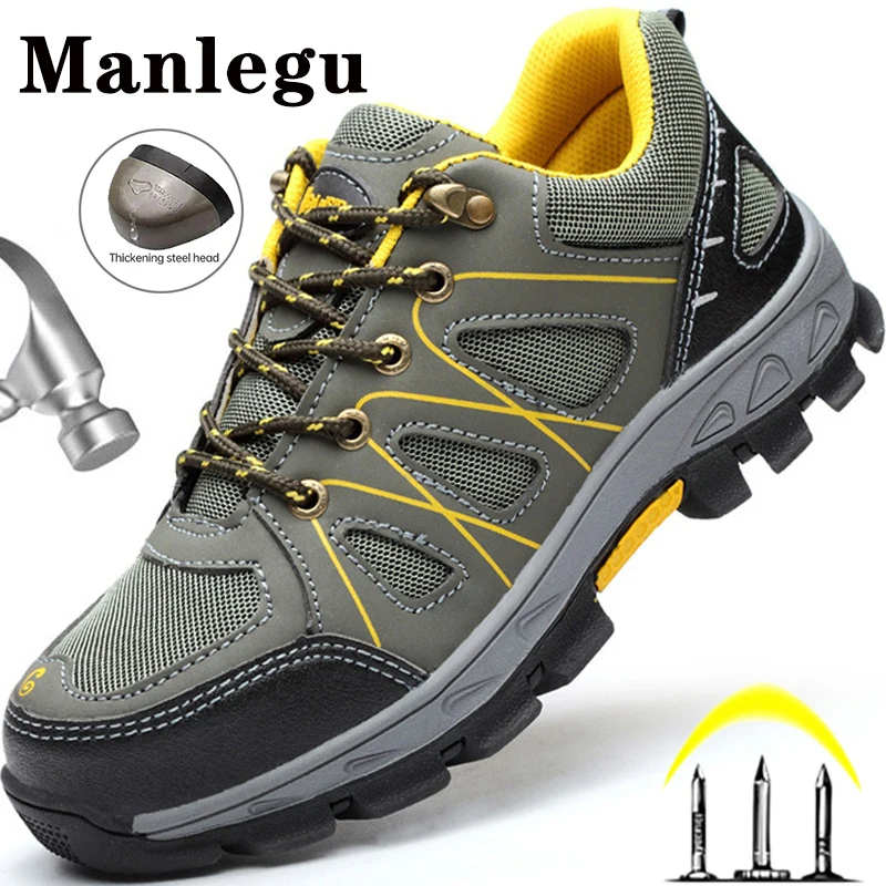 Breathable Steel Toe Work Shoes Safety Boots Men Anti-smashing Sneakers Safety Shoes Men Shoes
