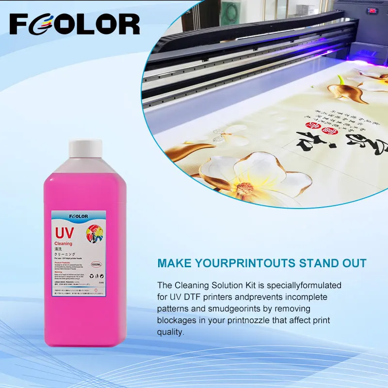 Fcolor 300ml UV Ink Cleaning Solution For Epson XP600 L800 L805 1390 UV DTF Printer Cleaning Liquid Printhead Fluid