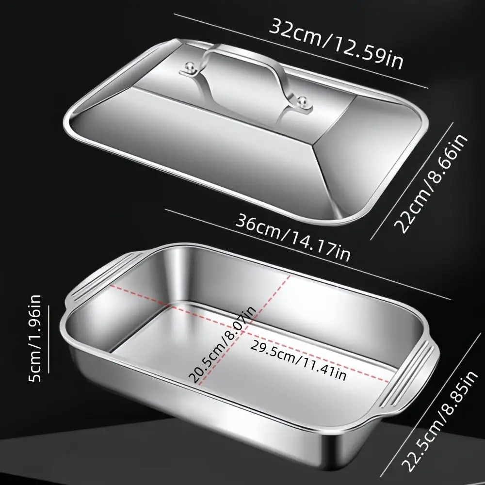 Baking Pan Baking Pan Tray 2-Piece Stainless Steel Rectangular Baking Pan Set Covers Heavy-Duty Multi-Functional Fish Seafood Barbecue Service