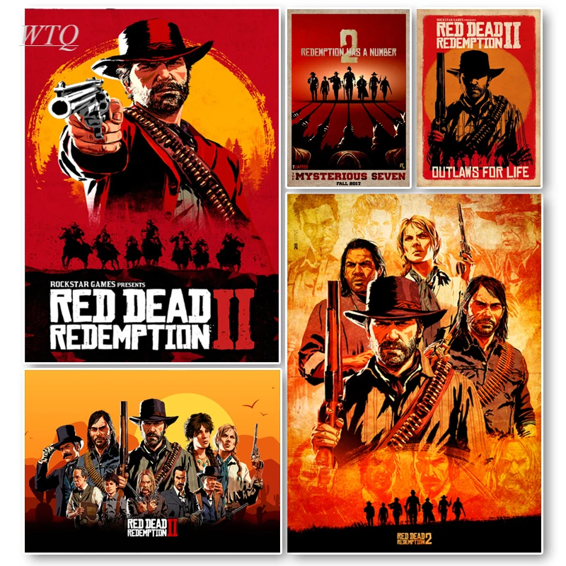 Red Dead Redemption 2 Posters and Prints Popular Top Games RDR2 Poster Canvas Painting Wall Art Picture for Room Home Decoration |