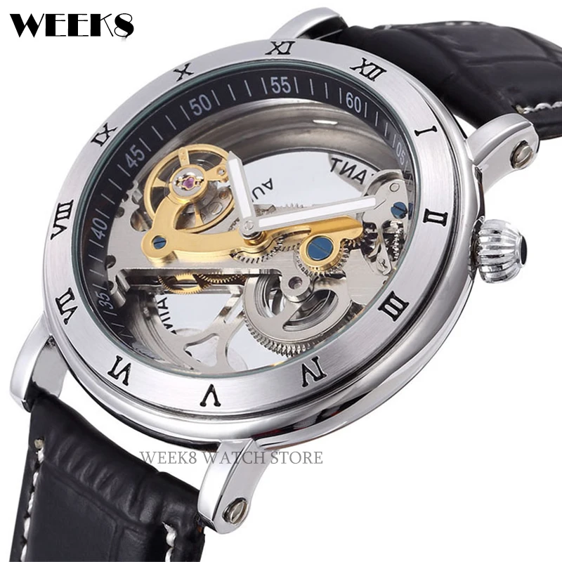 Full Automatic Tourbillon Mechanical Watch for Men Luxury Skeleton Transparent 3D Hollow Dial Case Wristwatch Winding Male Clock skeleton watch