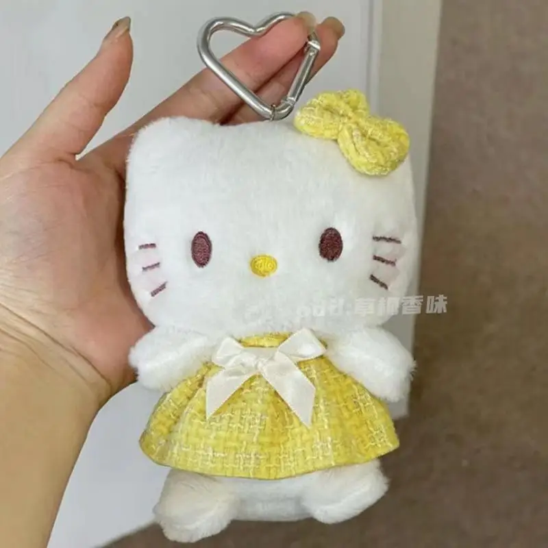 

Детский желтый плюшевый брелок Hello Kitty, милый мультяшный брелок для автомобиля, аниме игрушки для детей, подарки на день рождения