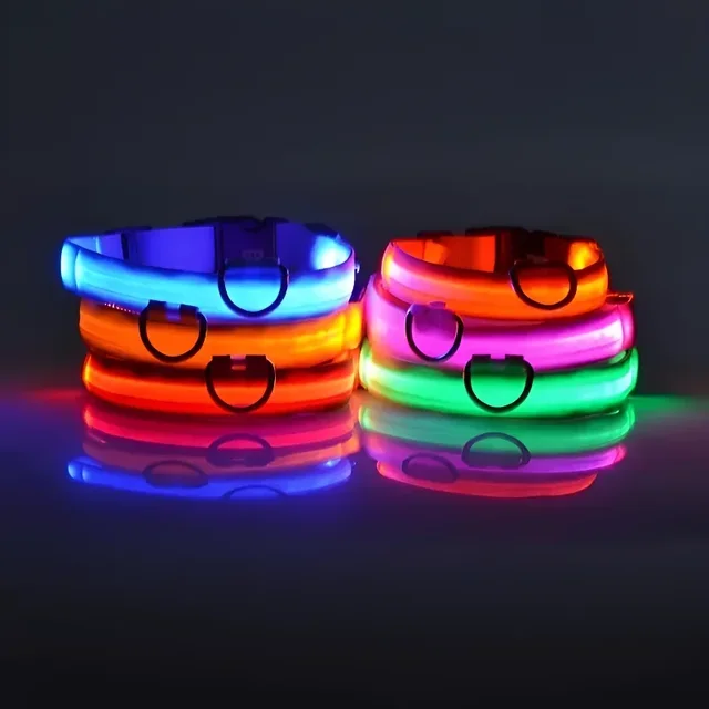 Dog Collar Nylon LED Night Safety Flashing Glow In The Dark Pet Dog Leash pet Dogs Luminous Fluorescent  dog accessories collar 3