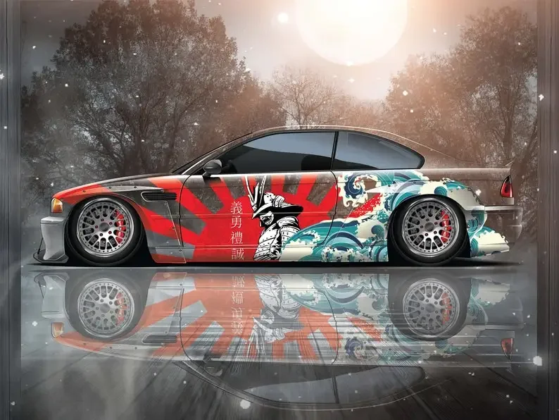 

Samurai Car Wrap Japanese Vehicle Livery, Cast Vinyl Wrap, Universal Size Anime Car Decoration Modification Sticker