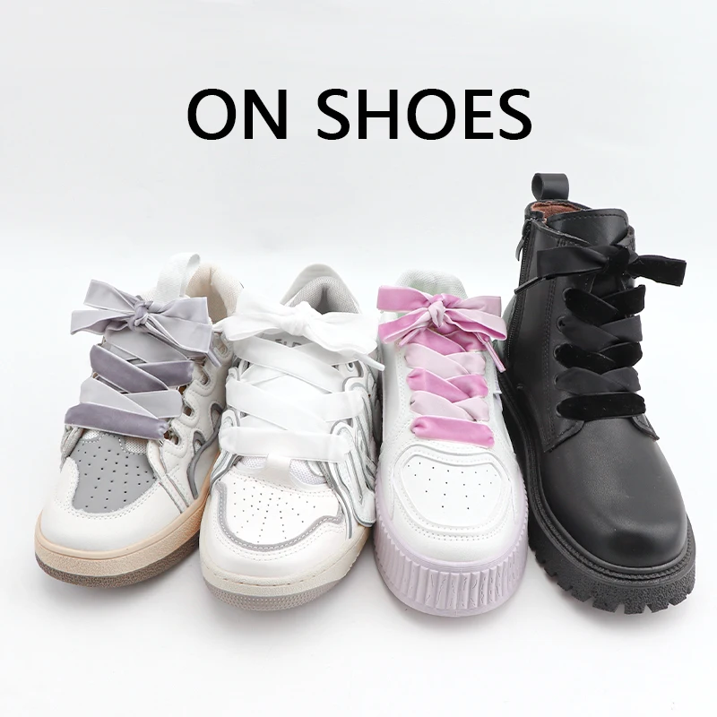 1 Pair Velvet Silk Shoelaces Satin Ribbon Flat Shoelaces Rubber Band for Shoes Laces for Sneakers 100/120/140/160CM Accessories shoe laces shoe accessories