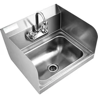 Rust Steel Sink with Faucet and Splash Guard, Commercial Wall Mounted Home Kitchen Sink 17 x 15 Inches 2