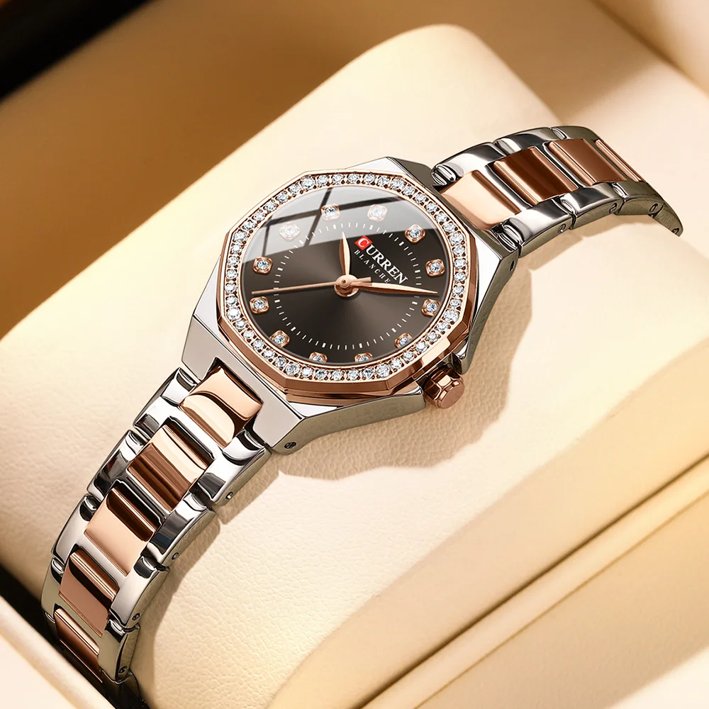 Elegant women's CURREN watches, original quartz, for ladies, water-resistant, made of stainless steel