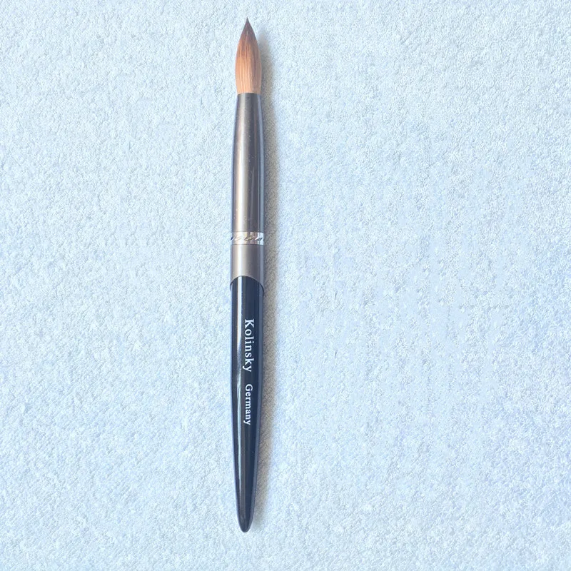 2023 Round Sharp 1pcs Hot Sale Factory Direct Kolinsky Acrylic Nail Brush Black Silver Metal Handle Big Size 14#16#18#20#22#24 5