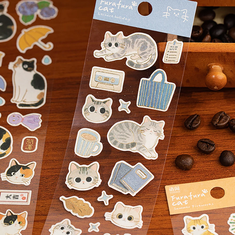 Adorable Cat Pattern Handmade Collage Photo Frame Stickers with Hot Stamping Design