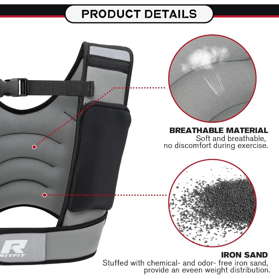 Weighted Vest,15lb Weight Vest with Reflective Stripes, Weight Vest Adjustable for Women and Men Workout, Strength Training, Run