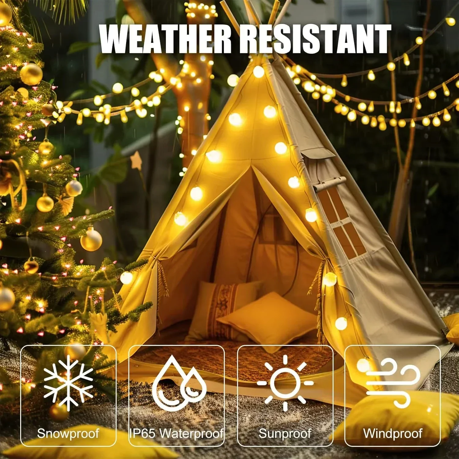 10m Outdoor LED Globe String Lights USB DIY Fairy Lights Remote Control 8 Modes Garland Garden Party Lights Christmas Decoration
