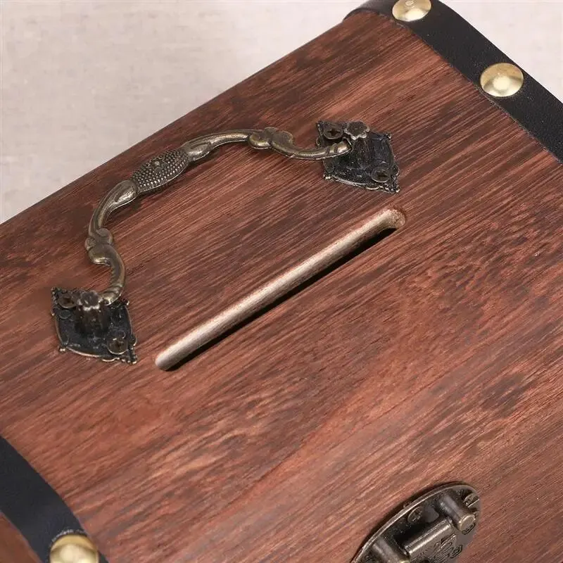 Treasure Chest With Lock Vintage Treasure Storage Box Piggy Bank Organizer Saving Box Case With Lock For Home Retro Decoration money saving box
