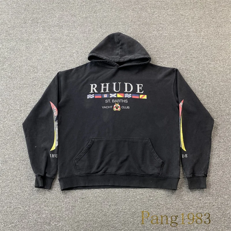 

Men Women Old Washed RHUDE Hoodie New Yacht Club printed hoodies Sweatshirts