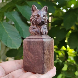 Hand - Carved Wooden Wolf Head Ornament - Natural Realistic Style (1 Piece)