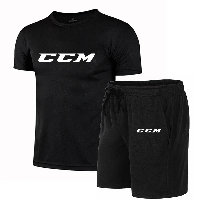

Set Summer Men's Fitness Fashion Men's mesh Breathable sports set Quick drying Sports Short sleeve T-shirt + Shorts 2 piece set
