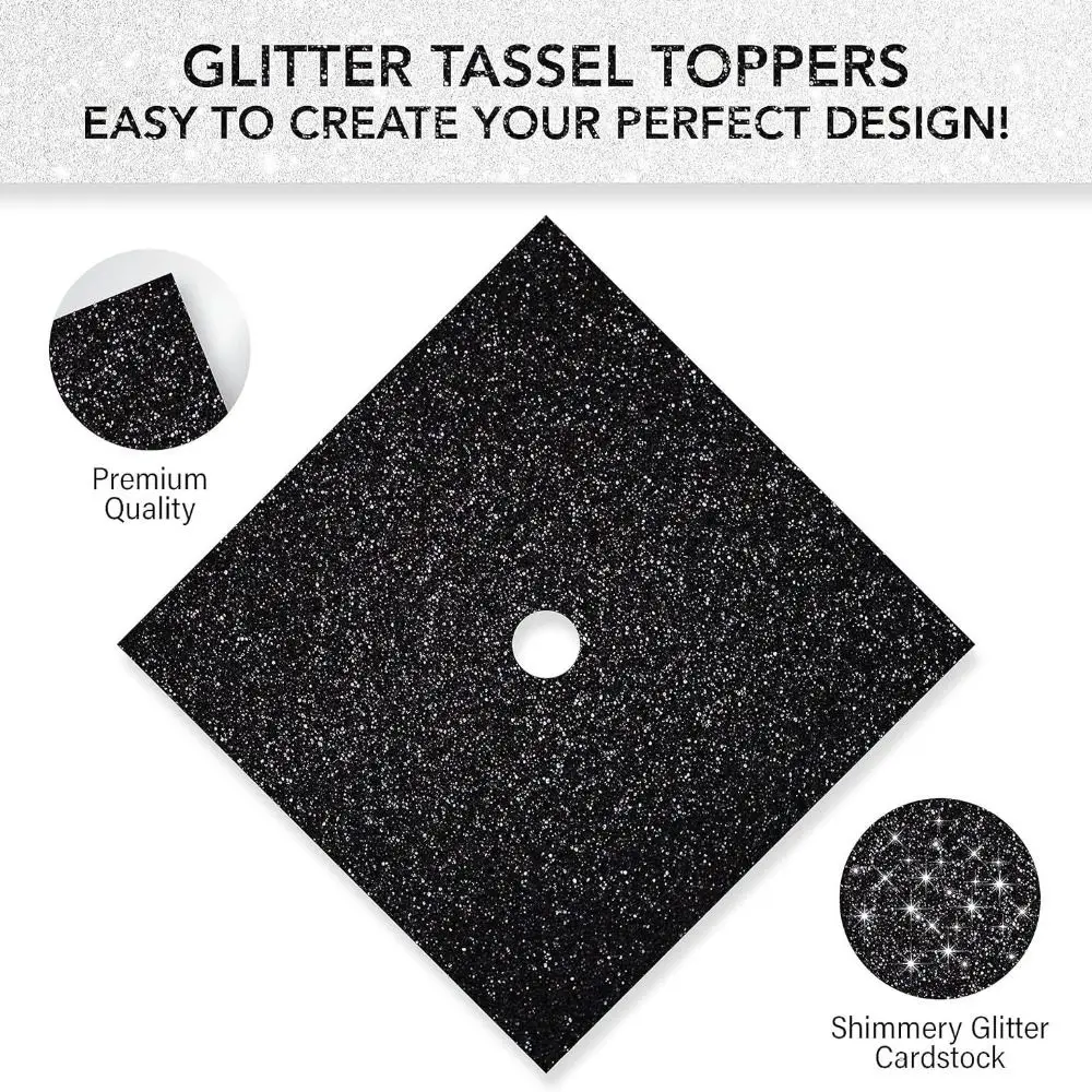 Graduation Cap Decorations Glitter Gold Cap Paper Self Adhesive Stickers for Graduation Topper DIY graduation cap stickers