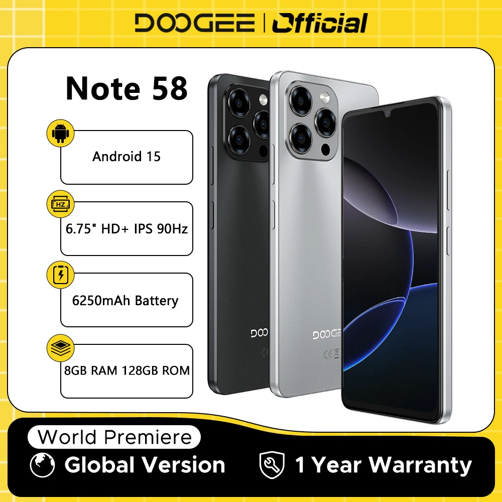 ✨️新品 Doogee Note58 Android 32GB+128GB ROM DOOGEE Note 58 Unlocked Cell Phone,Android 15 Phone,32GB+
