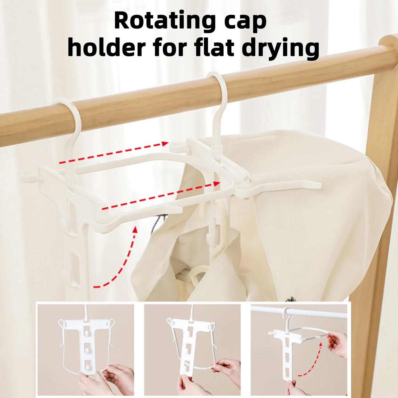 Foldable Hoodie Clothes Hanger Rotate Windproof Drying Rack Clotheshorse Sweater Retractable Clothes Holder