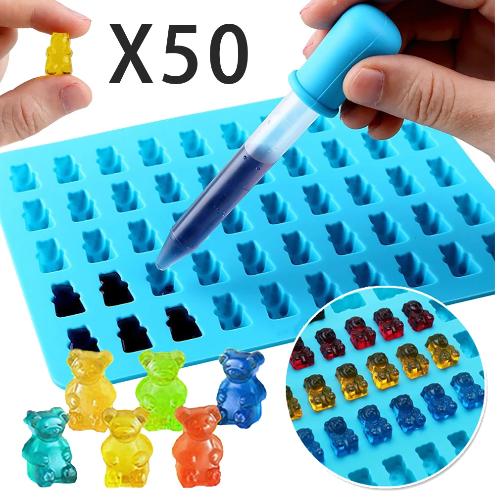 Silicone Gummy Bear Candy Mold with Dropper - DIY Chocolate and Fondant Decorating Tool