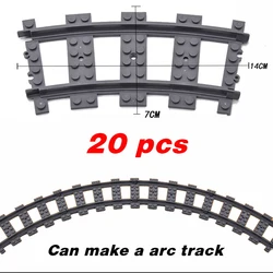 City Train Tracks Building Block Set - Flexible Rails & Switches Creative Railway Toy (Curved-20pcs)