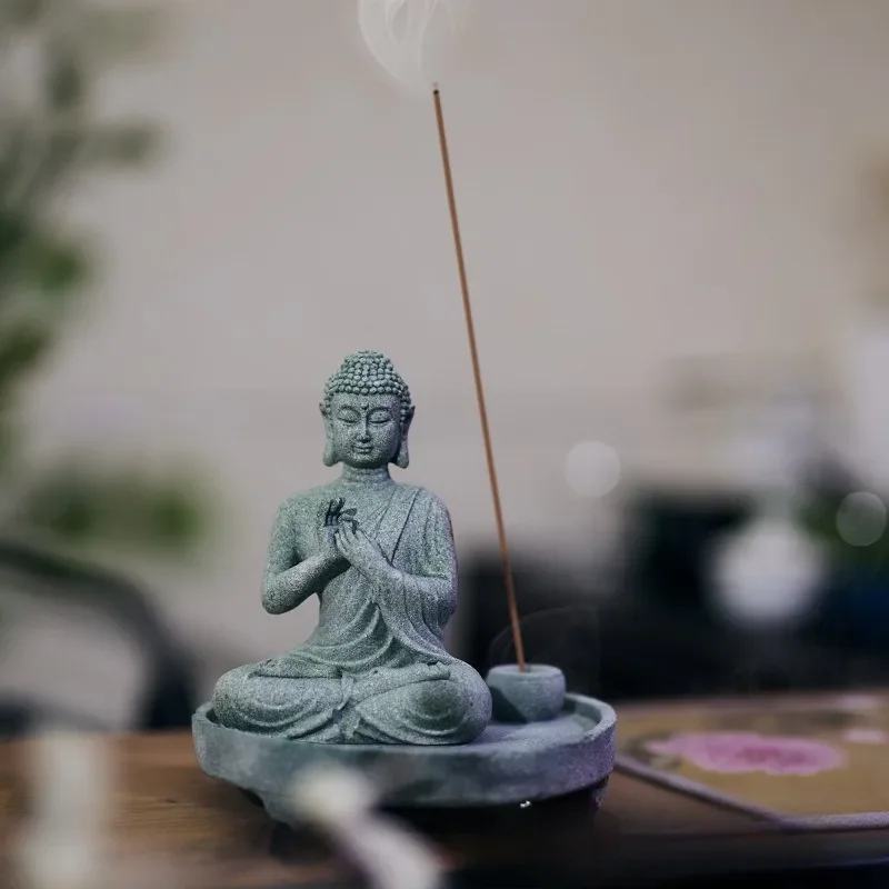 التأمل بوذا تمثال زن حامل البخور ديكور المنزل حديقة بونساي حوض السمك خزان الأسماك فنغ شوي تمثال جمع