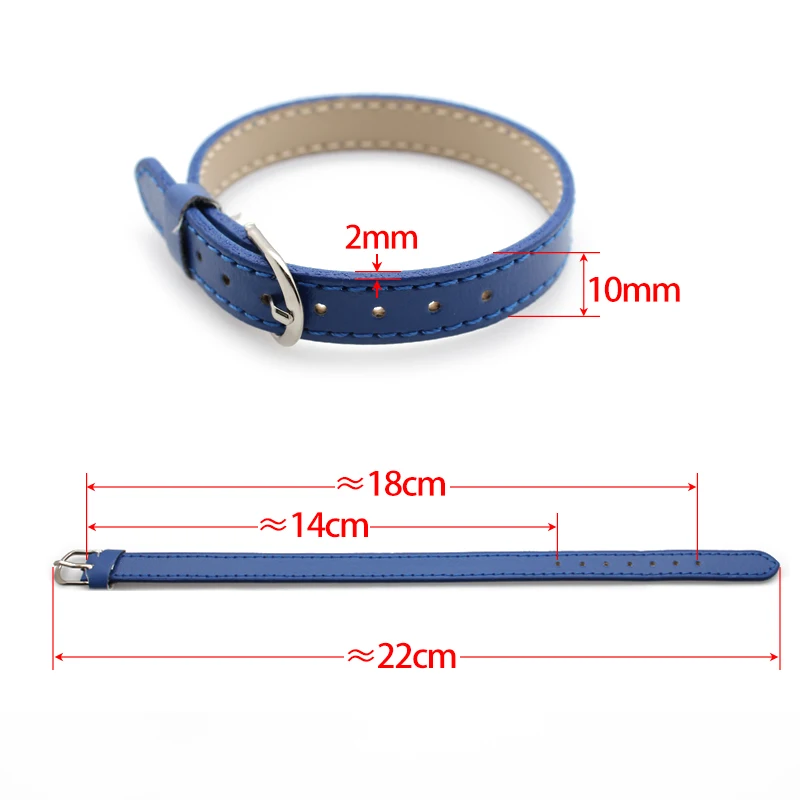 Colorful 10pcs 10mm Wide Copy Leather Wristband 10mm x 210mm PU Bracelet fit 10mm Slide Letter Charms 4
