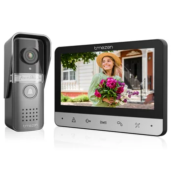TMEZON video door intercom doorbell intercom system,  7 inch 1 monitor 1 camera touch button, night vision 1