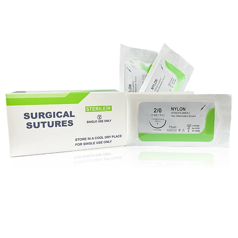 12Pcs 75cm 2/0 3/0 4/0 Non Absorbable  Suture Nylon Silk Polypropylene Polyester Monofilament Teaching Exercises 2