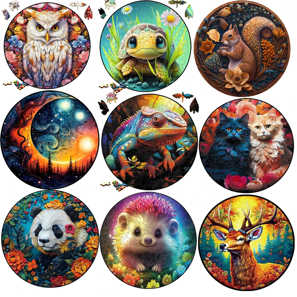 DIY Crafts Wooden Puzzle Jigsaw Cat Wooden Puzzle Adults Kids Educational Birthday Gift Family Game Wood Toy Game jigsaw puzzles wooden jigsaw puzzles wooden puzzle toys educational puzzles