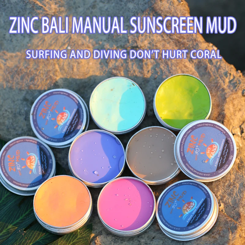 Bali ZINC Surfing Sunscreen Mud Scuba Diving Beach Colourful Physical Sun Protection Mud Stick Coral Environmentally Friendly