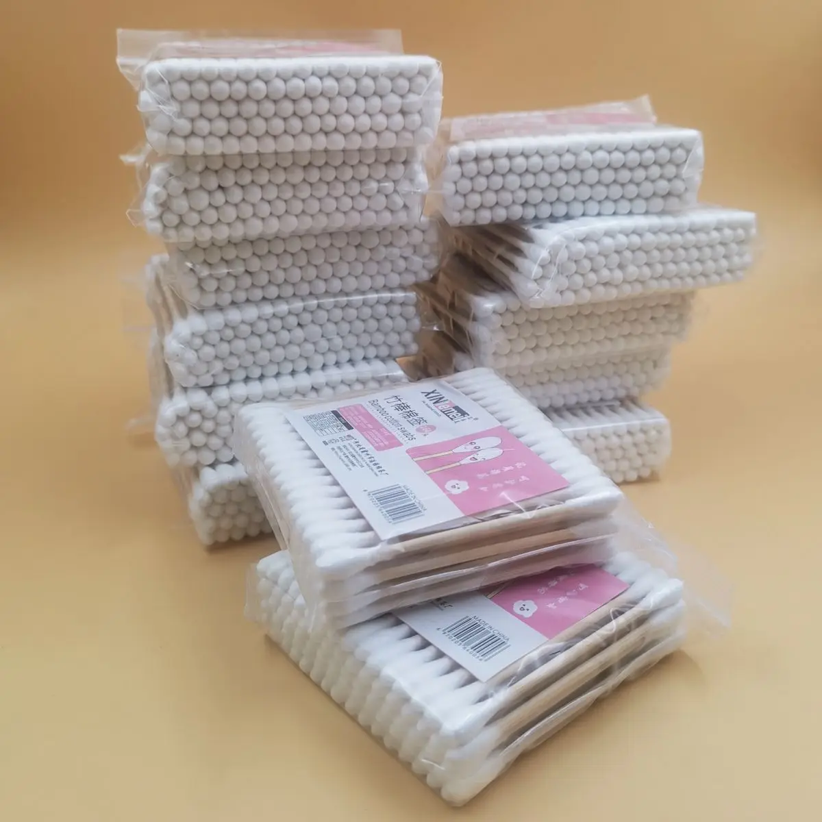 500PCS Wooden Double-Ended Cotton Swabs Make-Up Cleaning Disposable Cotton Swabs Medical Household Hygiene Ear Pulling 3