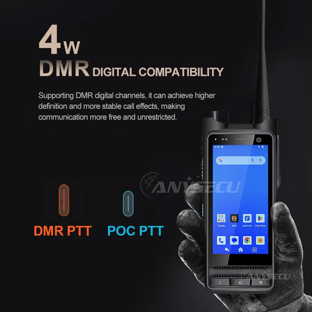 ANYSECU 4W DMR W69 Analog Dual-mode Walkie-talkie NFC IP68 Android Global version smart phone DMR POC 4G LTE radio zello/realptt - Image 3