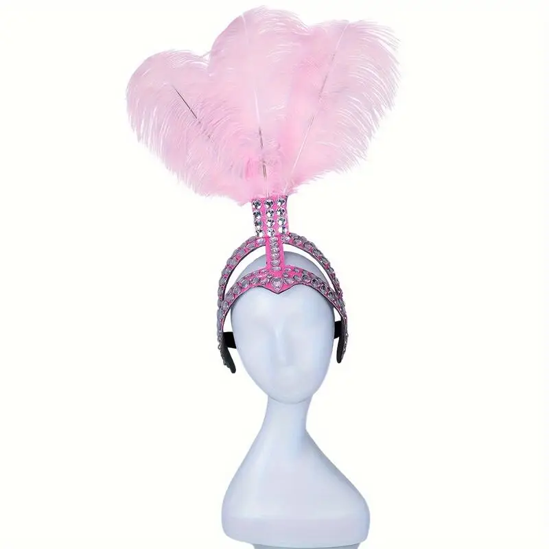 Carnival Headpiece Adorned with Rhinestones And Detachable DIY Feathers Featuring Stage Performances And Adjustable in Size